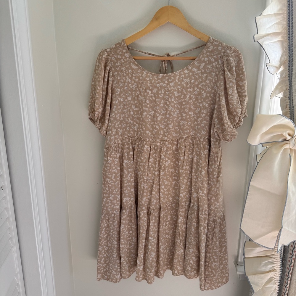Tan Floral Dress